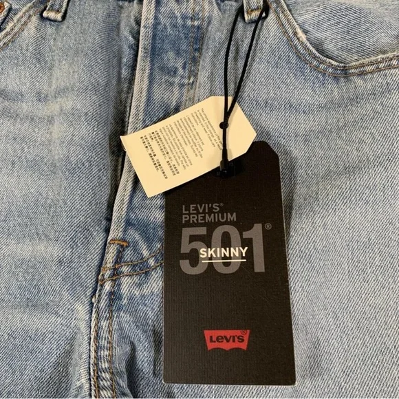 BEAUTIFUL ✨ Levis 501 Skinny Jeans Womens 30x28 High Rise Button Fly Denim - Picture 3 of 13